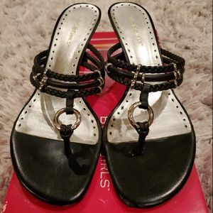 BCBGirls Black & Silver 3" Heel Sandal - Size 9.5M